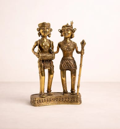 Handcrafted Brass Tribal Musician Couple Show Piece