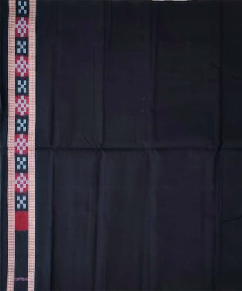 Red black colour handwoven cotton saree