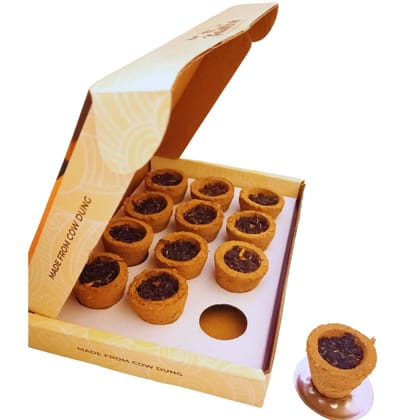 Gaukosh Pure Herbal Filled CowDung Sambrani Dhoop Cups for Pooja (12 pcs) | Havan Cups for Pooja, Home & Festivals | Natural Guggal/Loban Dhoop Original | Dhoop Cones