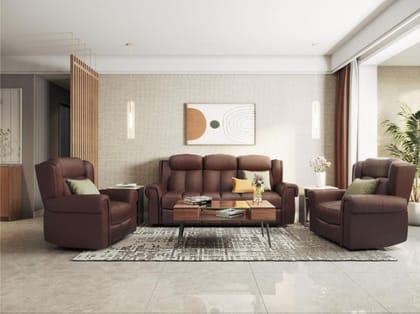 Clermont 3 Seater Recliner (Leatherette, Brown)