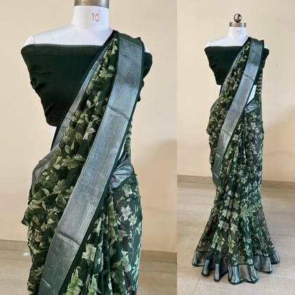 moss silk saree- butterfly chiffon Foil print