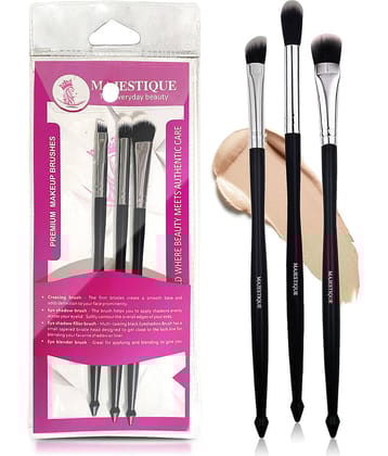 Majestique 3Pcs Eye Makeup Brush Set Contour Shading Eyeshadow Filler Large Brush & Smudge Brush