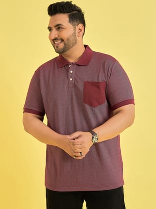 Men Plus Size Fortress Maroon Solid Polo Tshirt - 3XL
