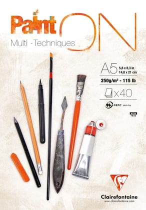 Clairefontaine Fine Art Paint'On White 250g Glued Pad-A5
