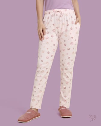 Paw Printed Night Pants - Pink-XS / Ballet Pink