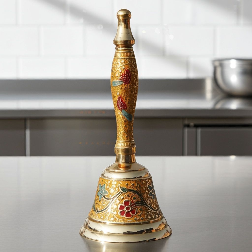 Brass Hand Bell No. 2 Yellow Colour, Height : 7 Inch (ZMAS167 B)
