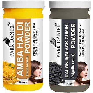 PARK DANIEL Pure & Natural Amba Haldi Powder & Kalonji(Black Cumin) Powder Combo Pack of 2 Bottles of 100 gm (200 gm ) (200 g)