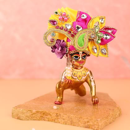 Paisley Yellow Pagdi - 5 No. Laddu Gopal-5 No.