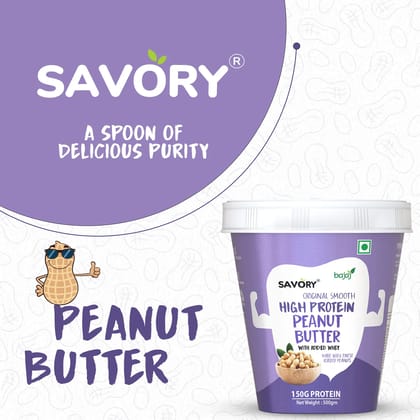 Savory Original Smooth Peanut Butter (500g) | Made with Finest Roasted Peanuts | High in Protein | Cholesterol Free & Keto Friendly | Healthy Nut Butter | Ready to Eat