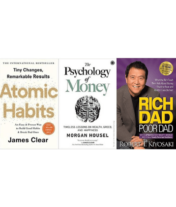 AtomicHabits + Rich Dad Poor Dad + Psychology Of Money ( paperback )