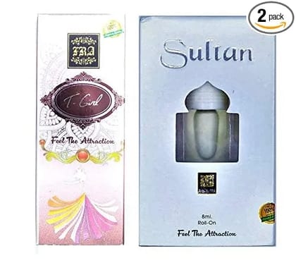 100% Pure and Non Alcoholic Sultan and T Girl Attar Combo Each (8ml) perfume alcohol free attar for men long lasting