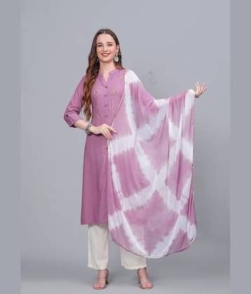 MAUKA Rayon Embellished Kurti With Palazzo Women's Stitched Salwar Suit - Purple ( Pack of 1 )