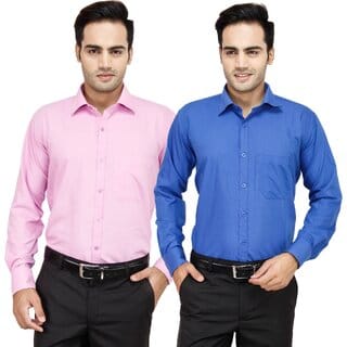 Baleshwar Men Multicolor Solid Formal Shirt (Pack of 2)