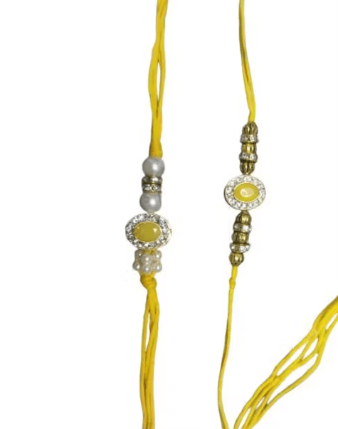 Yellow Stone Designer Rakhi Set (Set of 2)
