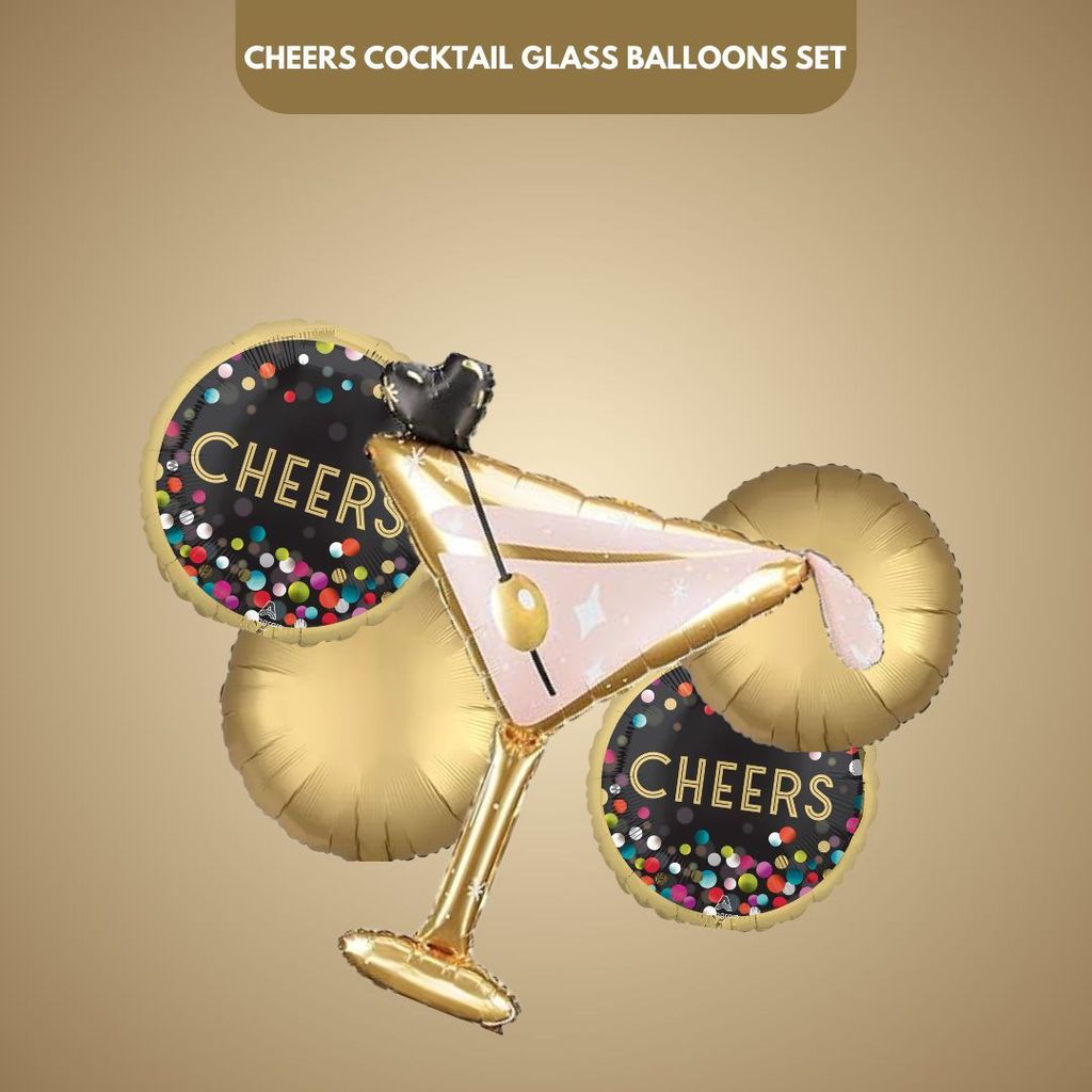 Cheers Cocktail Glass Balloon Set - 5PC - Party and Festive Needs | Buy online on ZillyBuy