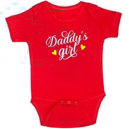 Red Daddys Girl Heart Cotton Romper For 6 To 12 Months