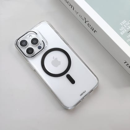 iPhone 15 Pro Max Cover - Luxury MagSafe Anti-Yellow Clear Case-Black