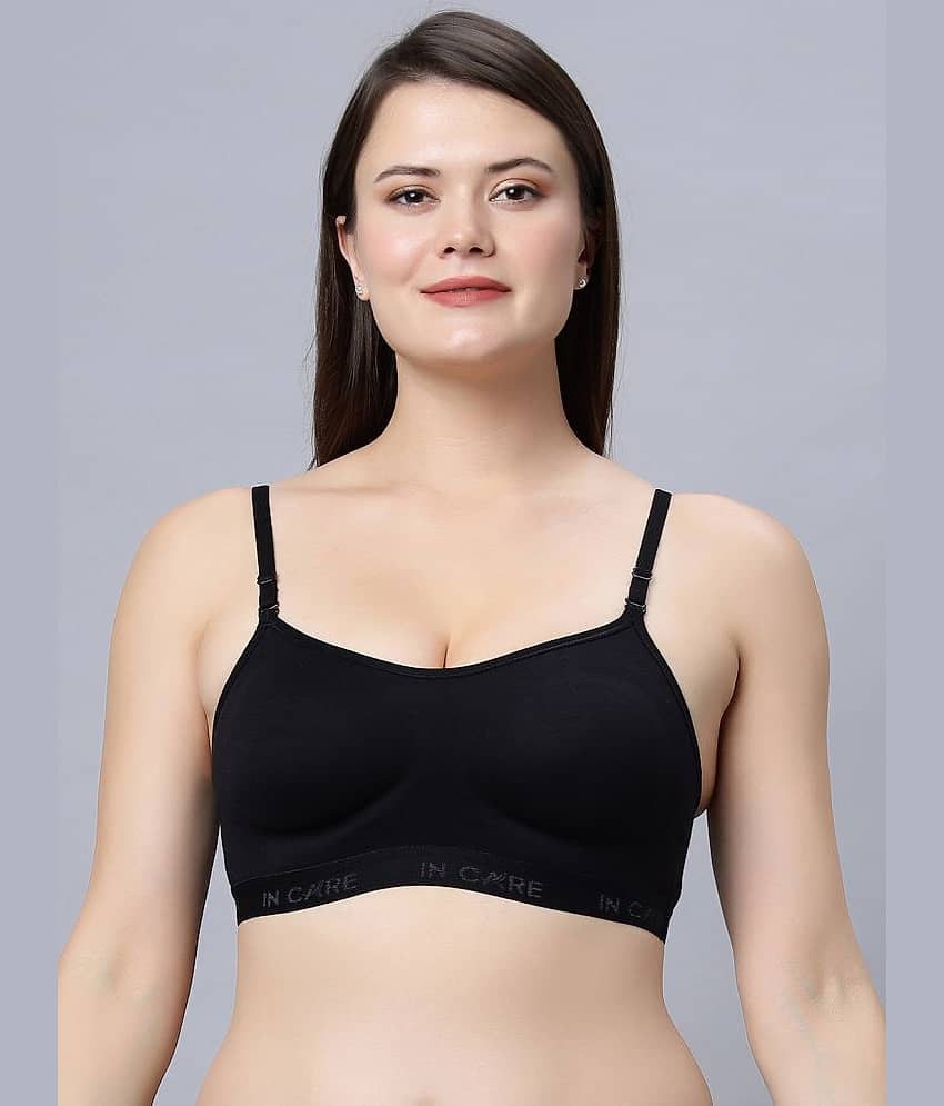 IN CARE LINGERIE Cotton Non Padded Women's T-Shirt Bra ( Black ) SPORTS-03_BLACK_38B