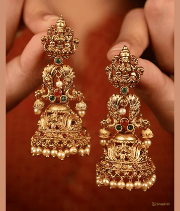 Padmavati Bangles Gold Jhumki Earrings ( Pack of 1 )