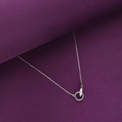 Sterling Silver Entwined Circles Necklace-White Stone / Silver