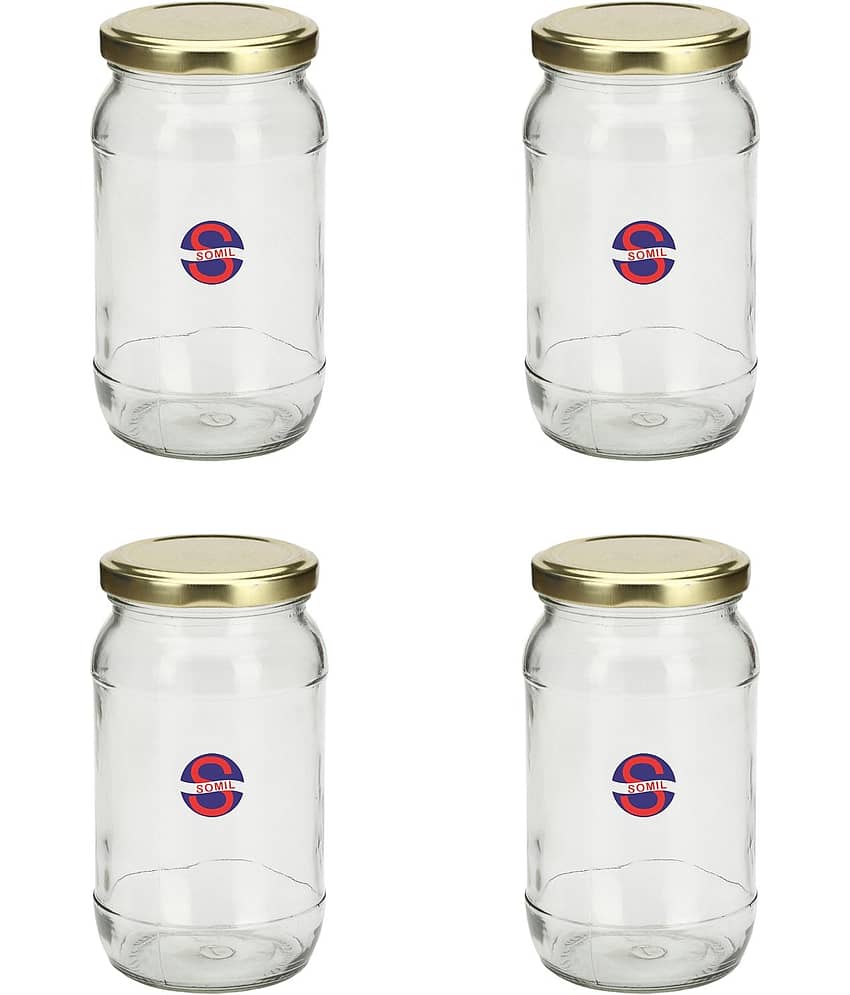 AFAST Glass Container Glass Transparent Salt/Pepper Container ( Set of 4 )