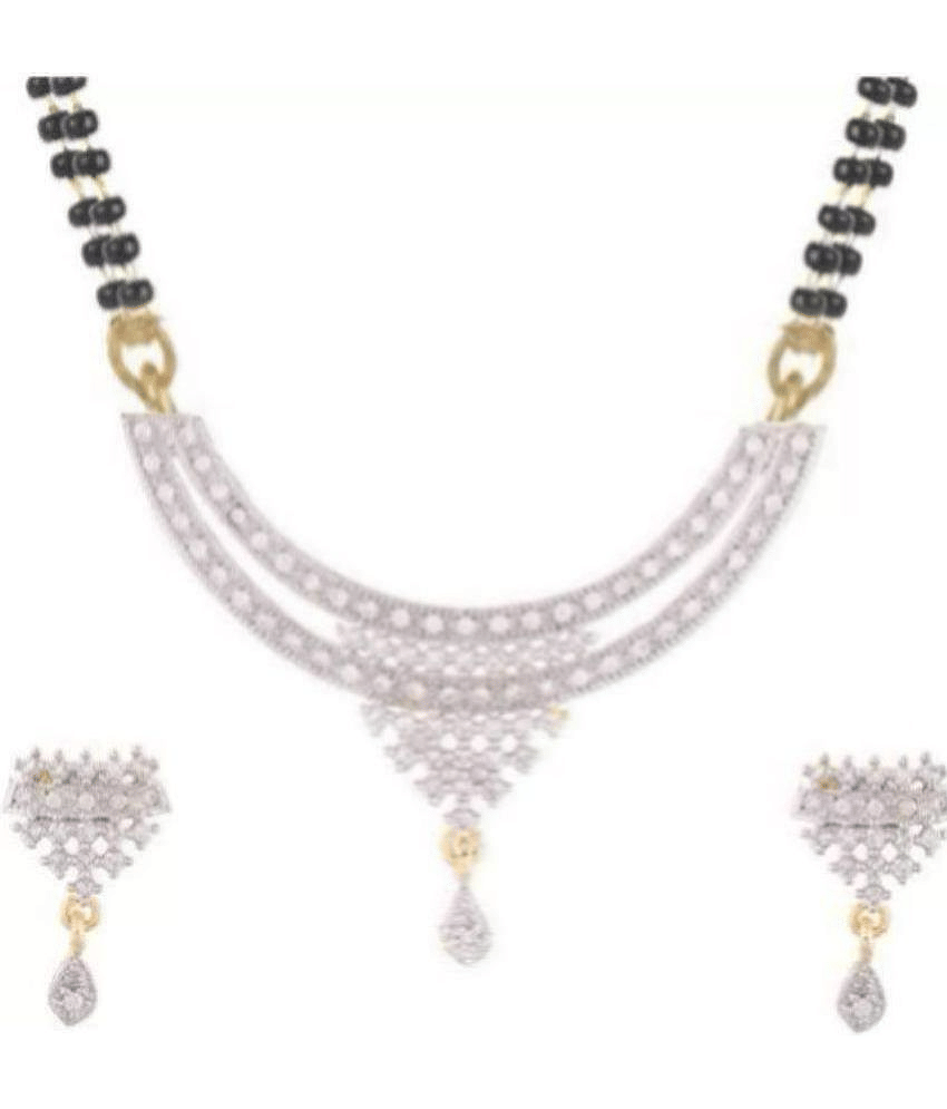 PUJVI - Silver Mangalsutra Set ( Pack of 1 )