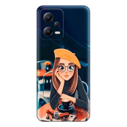Cute Coffe Lover Girl Redmi Note 12 Pro (5G)  Premium Emboss cover