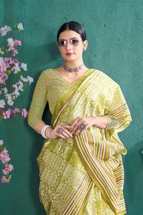 Handicraft Women's Ikat Pure soft Cotton Saree With Blouse Piece