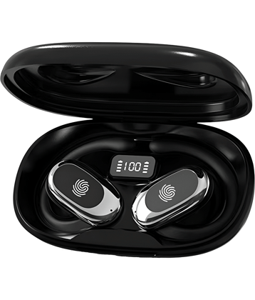 VEHOP S300 OWS Open Ear Wireless Earbuds with Display, ENC Mic for Crystal-Clear Calls, 60hr Playtime with Type-C Fast Charging, BT5.4 Gaming Bluetooth Earphones, Touch Control Sports Headphone.