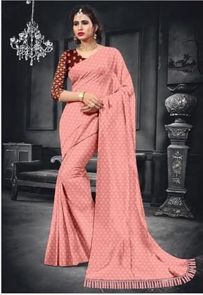 Women's Moss Chiffon Saree with Unstitched Blouse