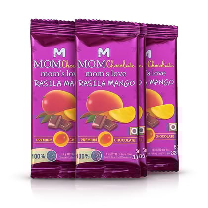 MOM Chocolate Rasila Mango Bar | Premium Fruit Chocolate Bars with Real Mango Flavor & Rich Cocoa | 100% Vegetarian, Assorted Chocolate Treats for Kids & Adults