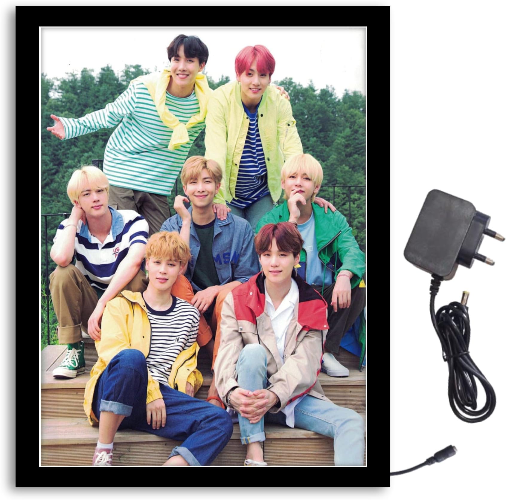 NOKKES Bts Team Light Photo Frame 8X10 inch Led Light photo Frame With Light Adaptor Led Light Photo Frame Black Color Photo Frame_AQW174