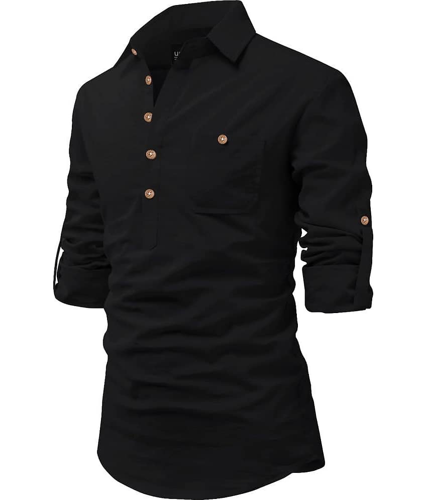 UNI VIBE Beige Cotton Blend Men's Shirt Style Kurta ( Pack of 1 )