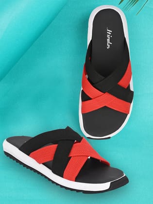 Hirolas® Men's Black Fabric Strappy Slider Slippers (HROFF29BLR) Hirolas® Men's Black Fabric Strappy Slider Slippers (HROFF29BLR)
