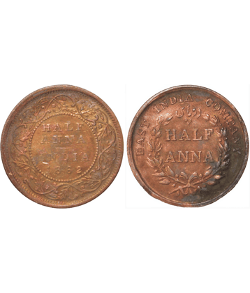 (Combo Pack) Half Anna (1862) and Half Anna (1845) British India Pack of 2 Rare Coins