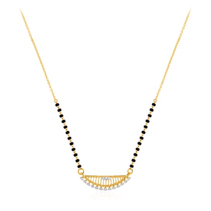 Senco Gold Modern Sparkle Arc Diamond Mangalsutra ( 1.09 gm/0.16 ct/HI-SI/14K Yellow Gold )