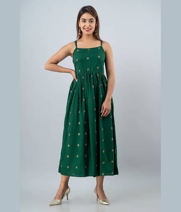 FABRR Women Rayon Printed Fit & Flare Dress ( Black )