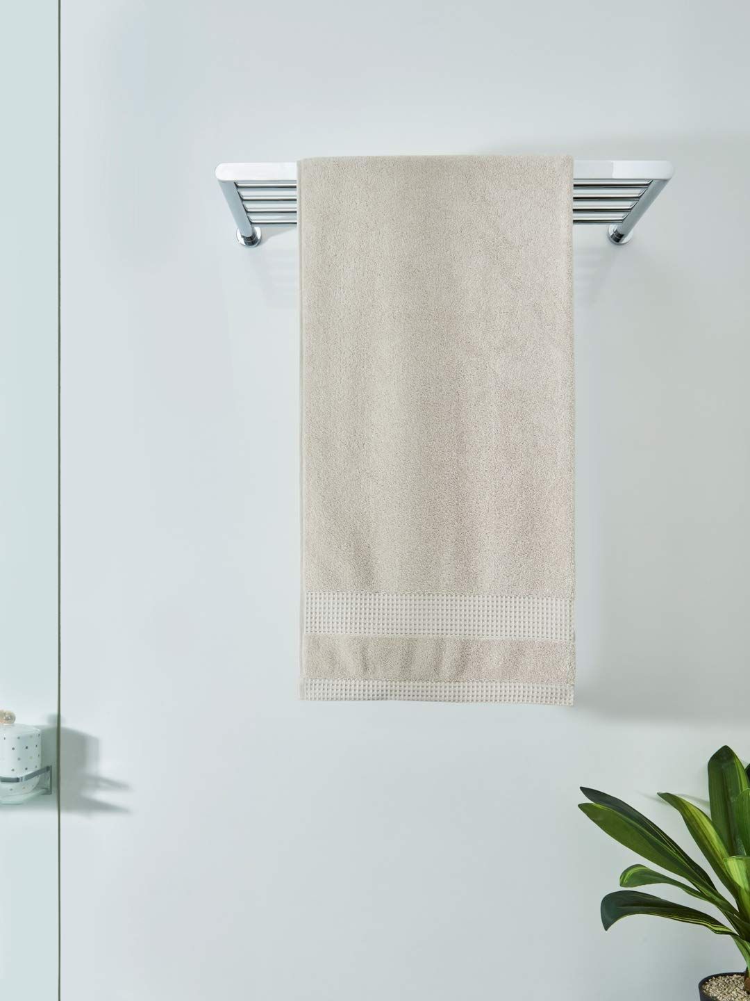 DDECOR - Ecosoft Collection 100% Cotton Bomboo Plains And Textures Pattern 500TC Bath Towel |75 CM X 150 CM| - Beige