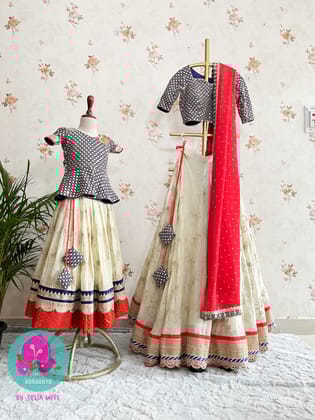 Embroidered Tissue Lehenga with mirror work-XS