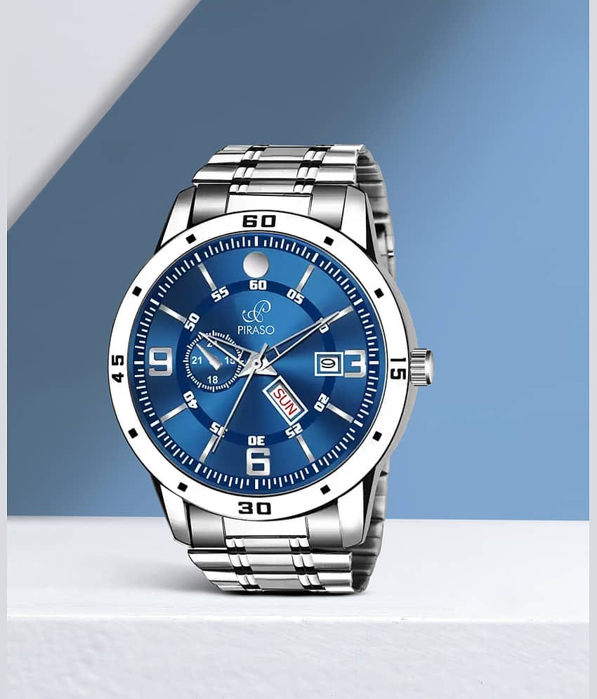 PIRASO Silver Stainless Steel Analog Men's Watch