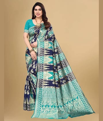 GARIYA Kanjivaram Self Design Saree With Unstitched Blouse Piece ( Rama )
