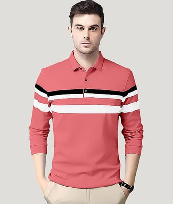 AUSK Pack of 1 Cotton Blend Regular Fit Striped Full Sleeves Men's Polo T Shirt ( Green )
