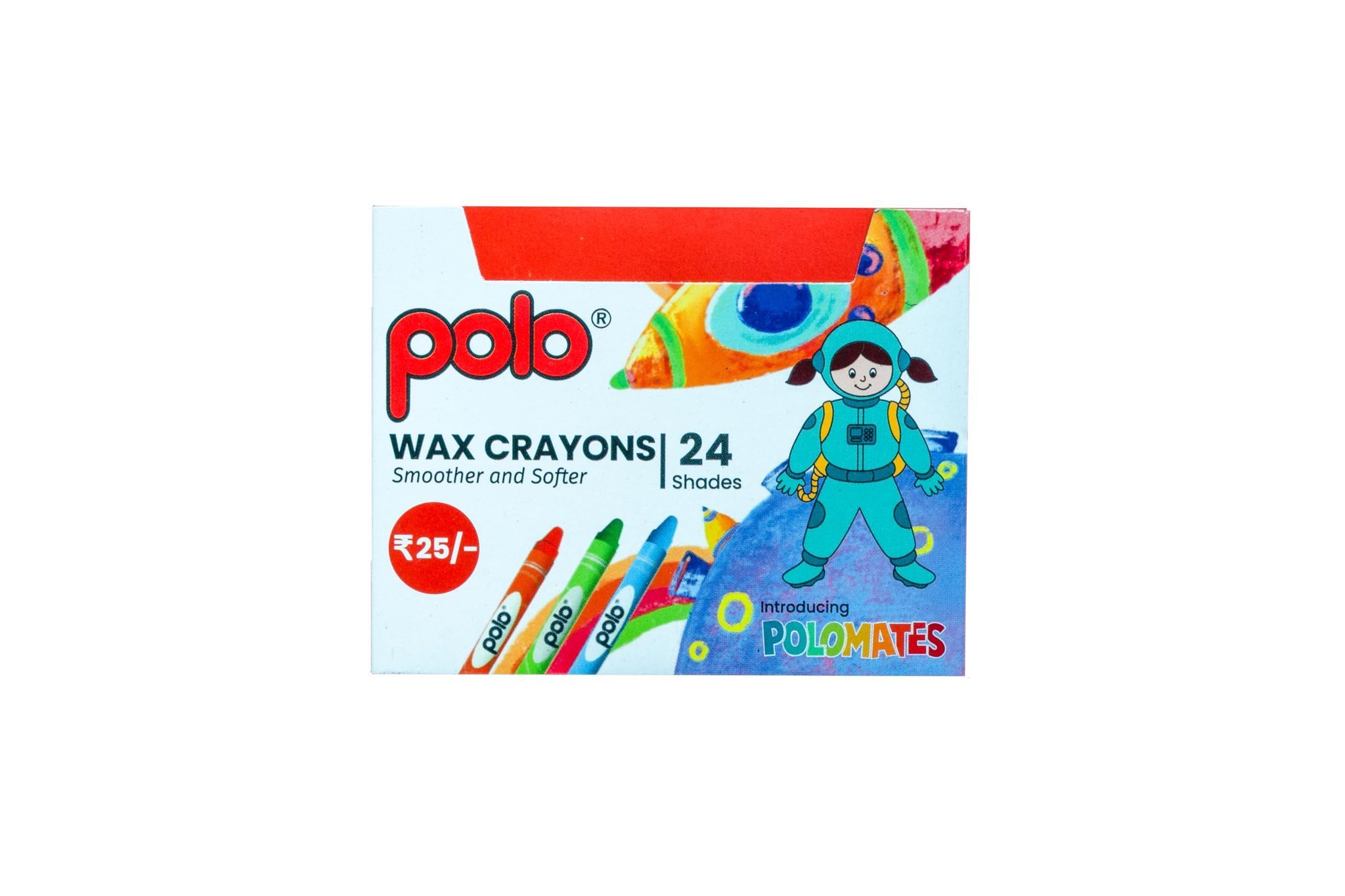 polo Wax Crayons - 24 Vibrant Colors, 57mm Long, Non-Toxic & Durable - Ideal for Kids, Artists & Creative Projects