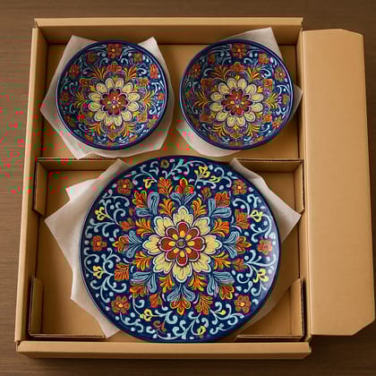 Hand-Painted Ceramic Plate & Bowl Set Hand-Painted Ceramic Plate & Bowl Set
