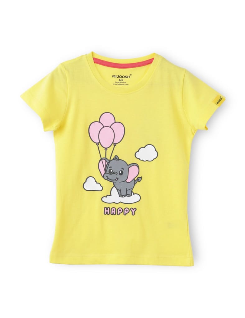 Sophisticated Kids Girls T shirt Cotton Blazing Yellow Happy Baby Elephant 2025 at ShopCircuit |