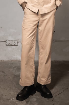 Wide Fit Pants - Cream-XS
