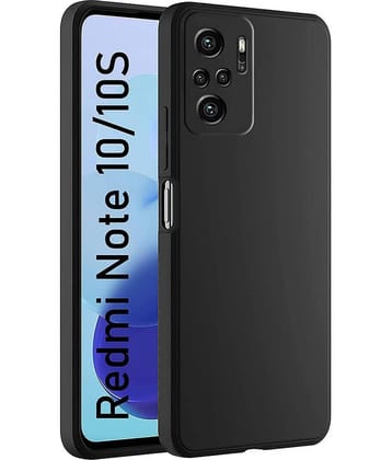 Spectacular Ace - Black Silicon Plain Cases Compatible For Xiaomi Redmi Note 10 ( Pack of 1 )