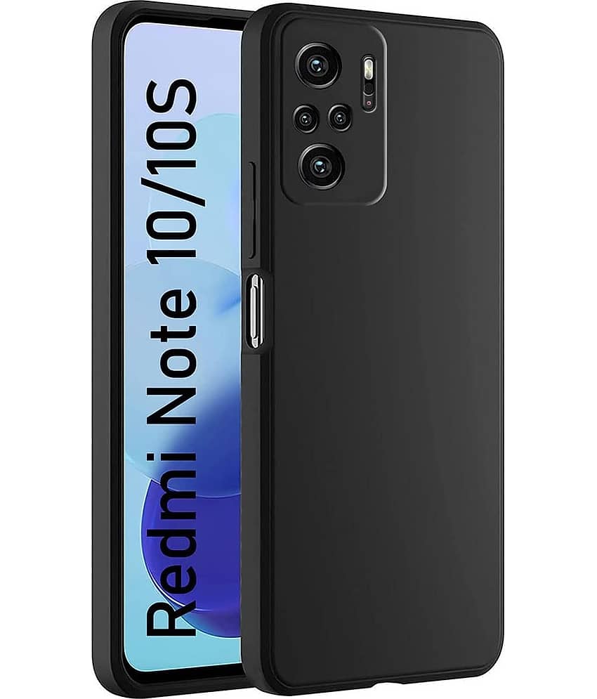 Spectacular Ace - Black Silicon Plain Cases Compatible For Xiaomi Redmi Note 10 ( Pack of 1 )