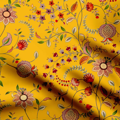 Pepper Red Floral-Natural Crepe