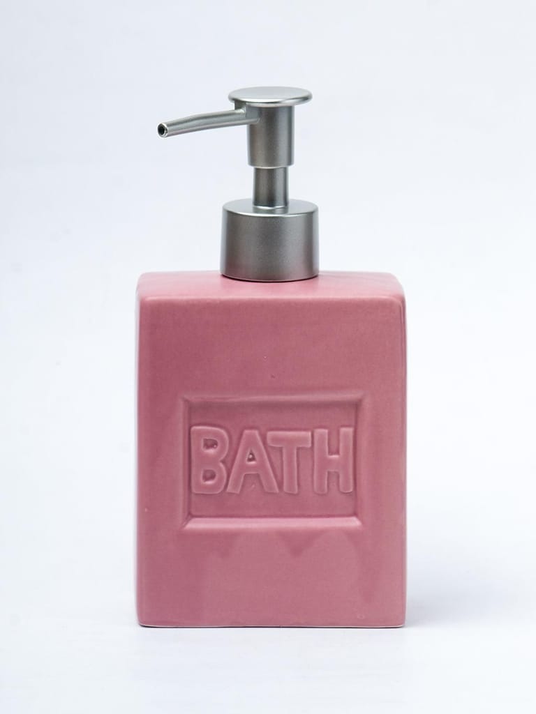 Maroon Ceramic Liquid Soap Dispenser - Plain, Bath Accessories